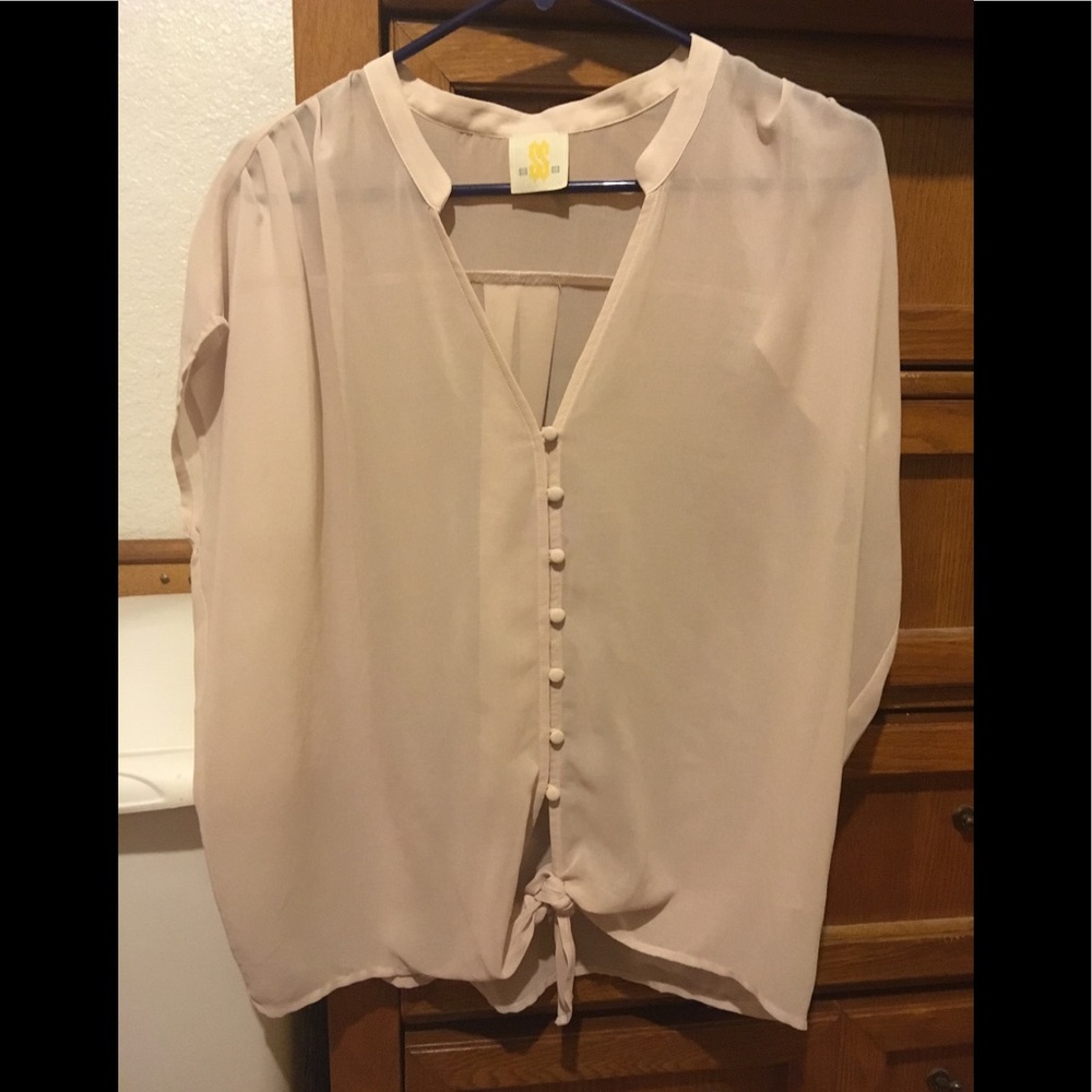 Sis sis tan sheer sleeveless blouse